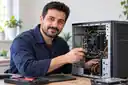 Bilgisayar onarımı yapan temsili teknisyen